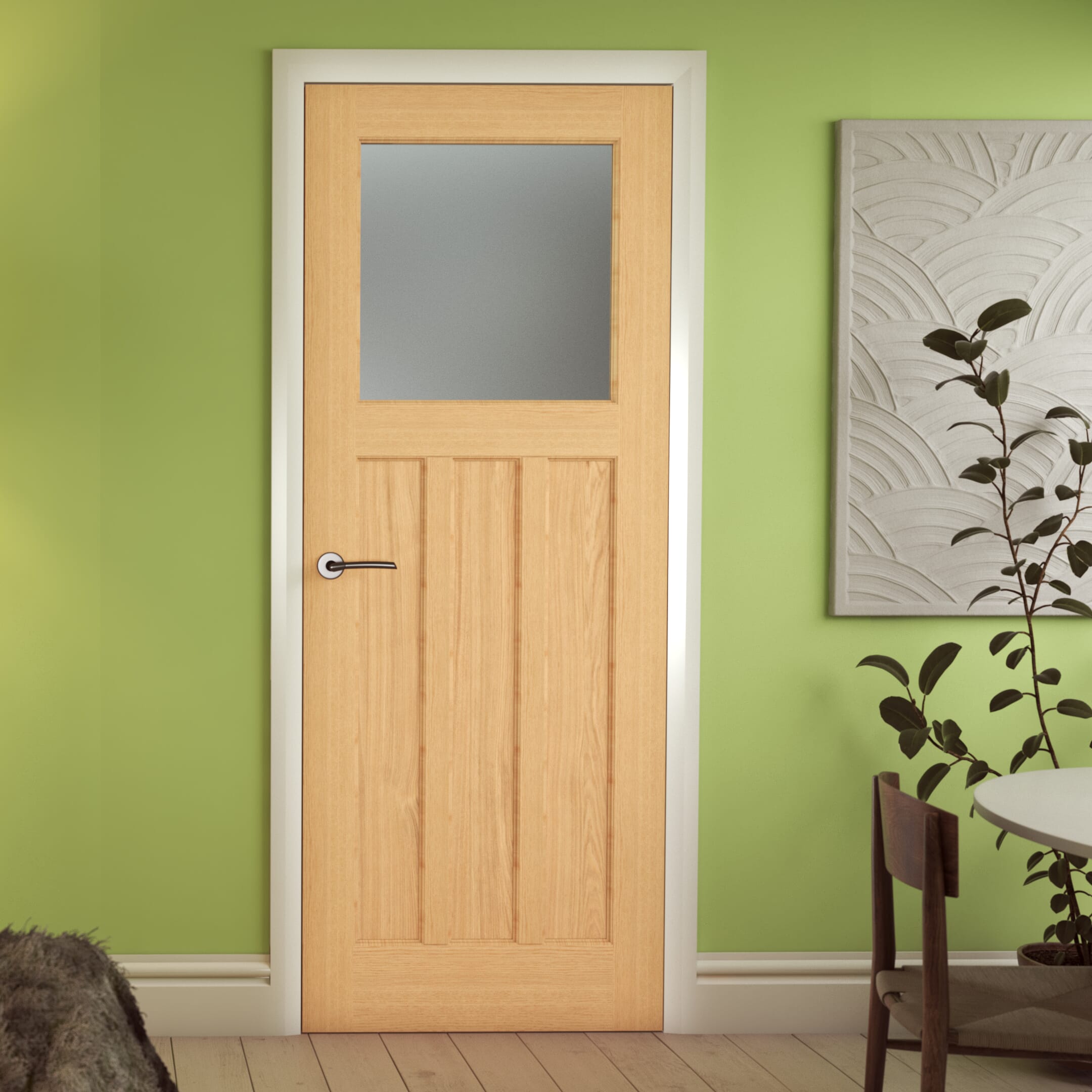 Oak DX30 - Frosted Glass Internal Doors
