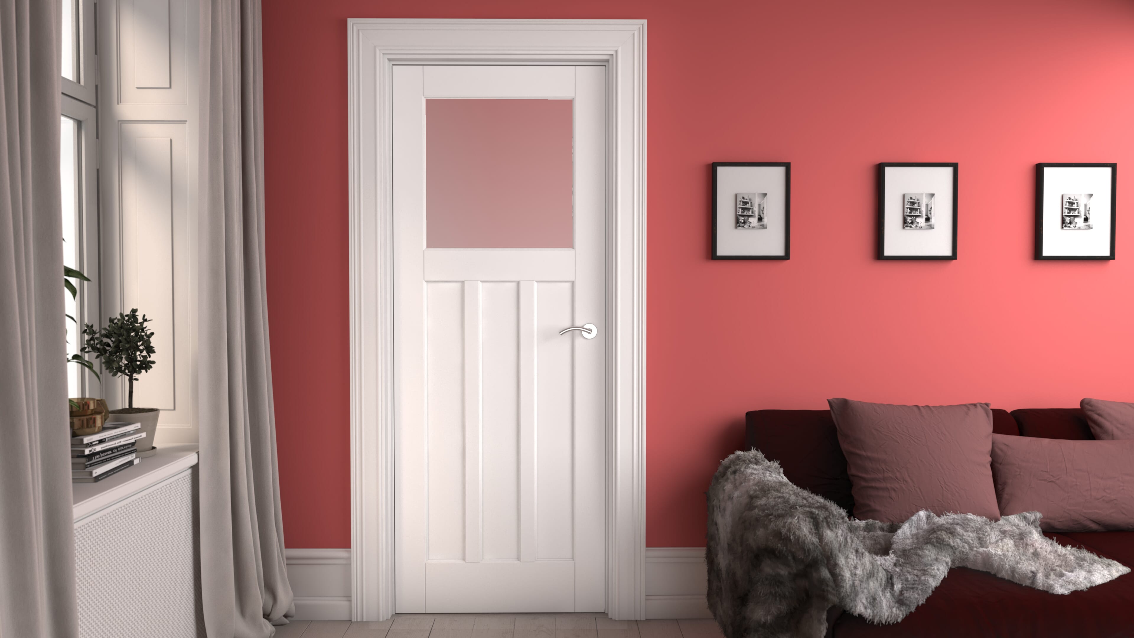 1981 x 838 x 35mm (33") White DX30 - Frosted Glass Internal Doors