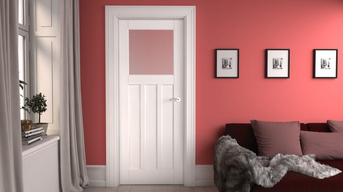 1981 x 838 x 35mm (33") White Primed DX - Frosted Glass Internal Door