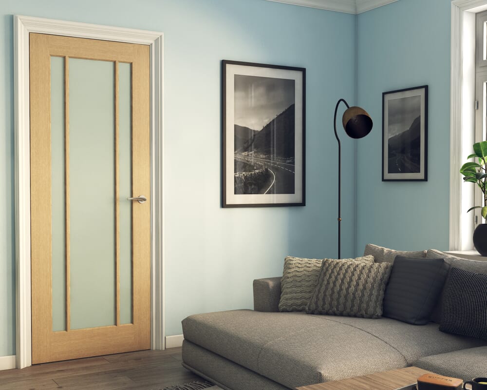 1981 x 686 x 35mm (27") Lincoln Oak Glazed - Frosted Internal Doors