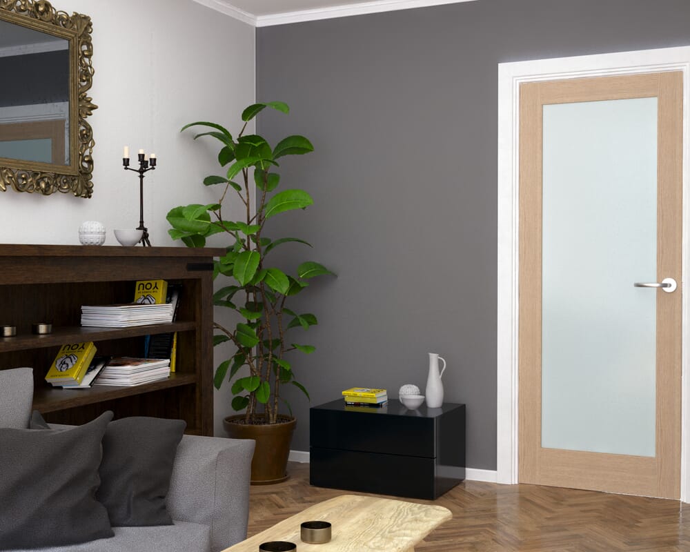 1981 x 762 x 35mm (30") Oak Shaker 1 Light - Prefinished Frosted Internal Doors