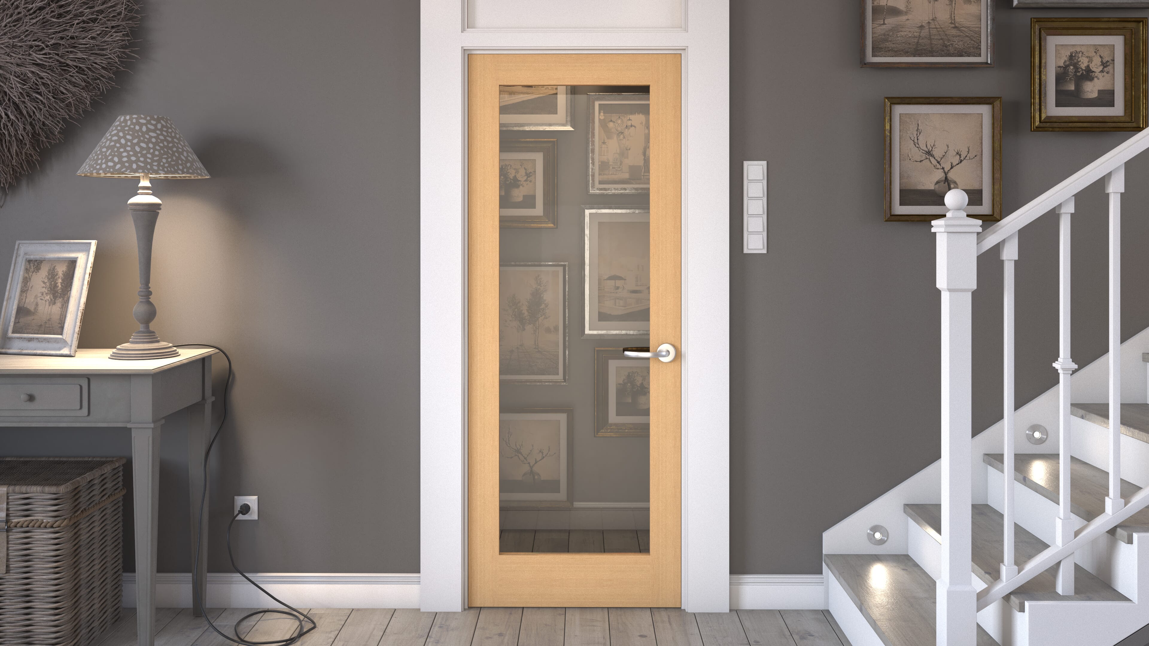 381x1981x35mm (15") Oak Shaker 1 Light - Clear Door