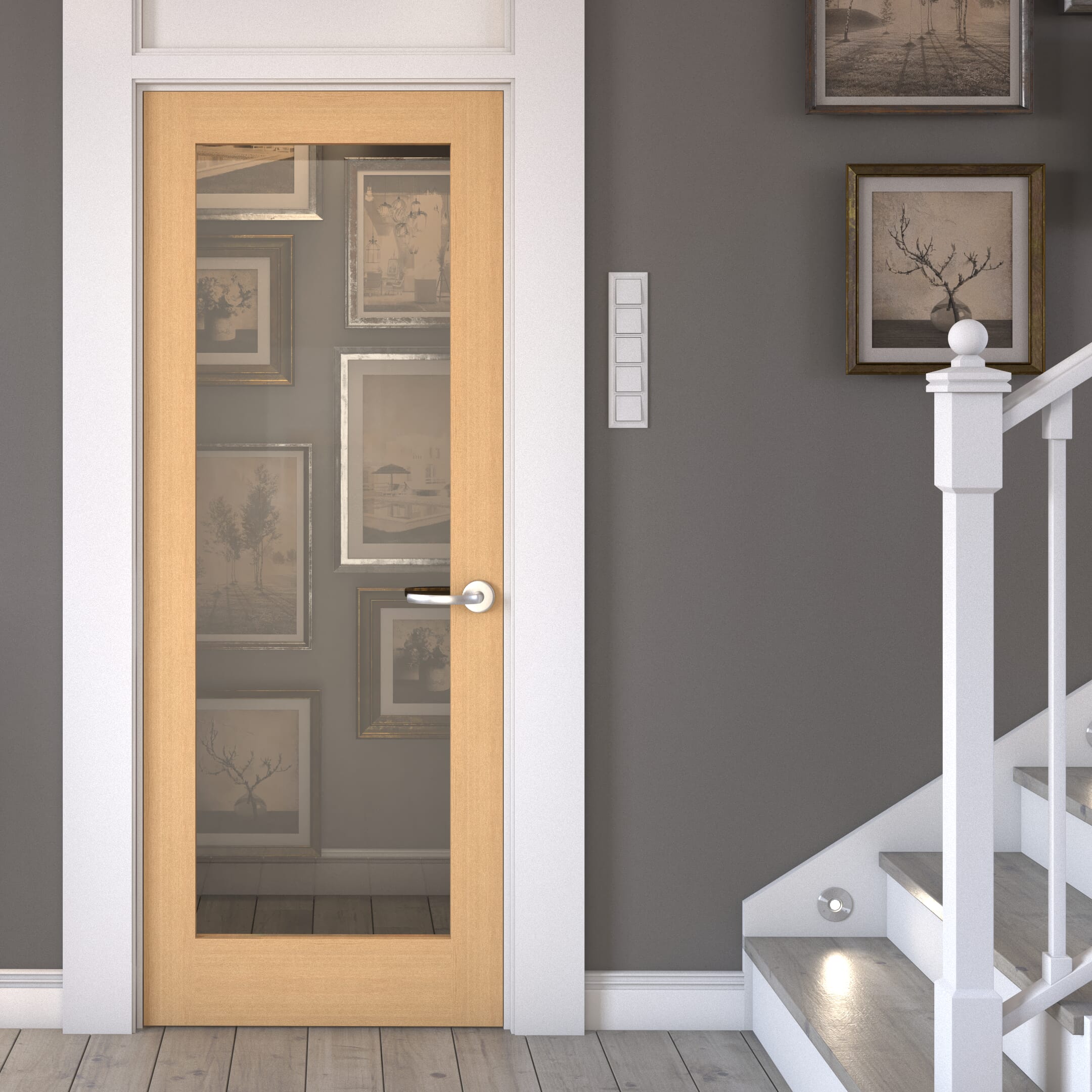 1981 x 762 x 35mm (30") Oak Shaker 1 Light - Clear Internal Door ...