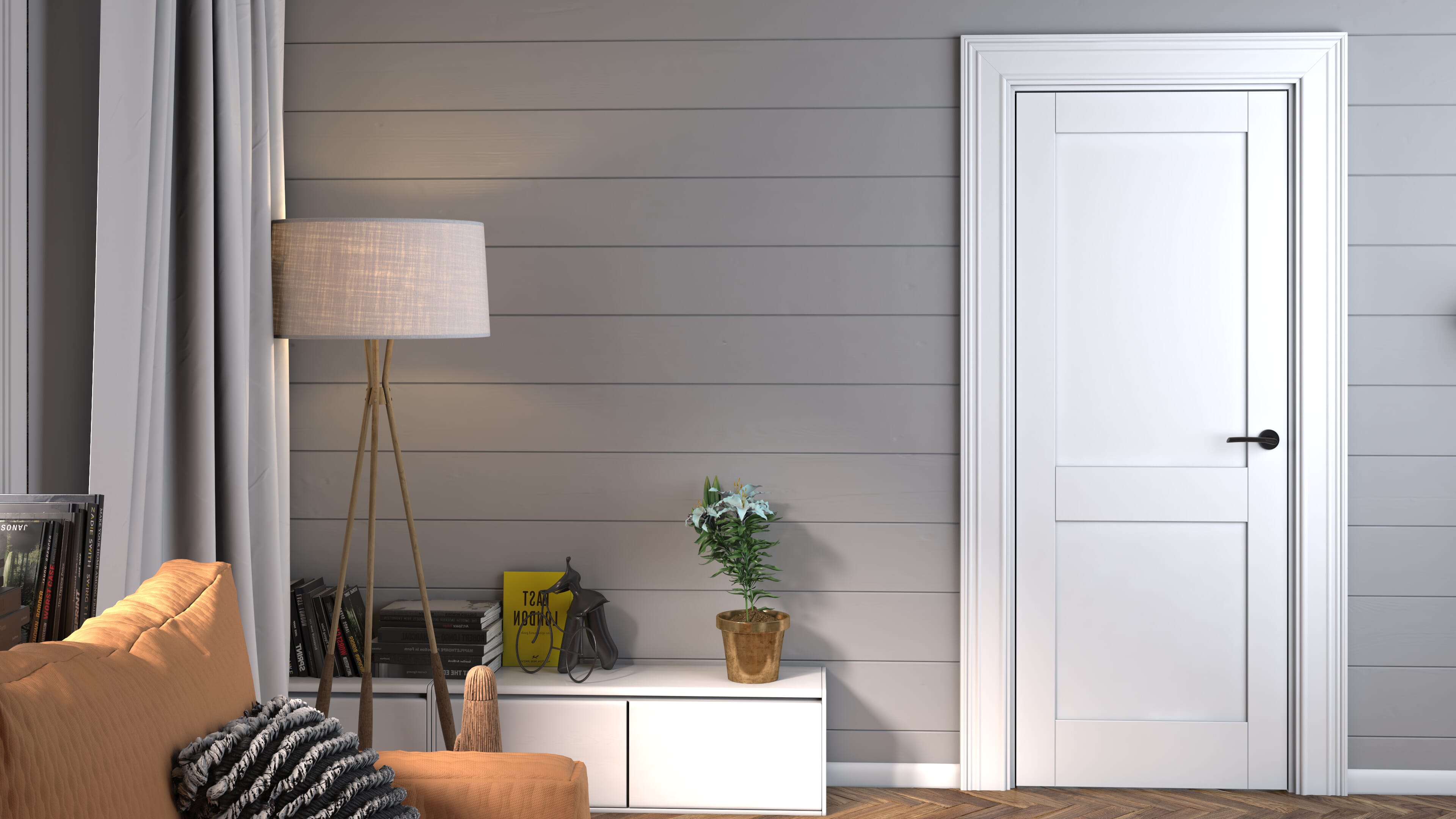 1981 x 762 x 44mm (30") Modern White Shaker 2 Panel FD30 Fire Door