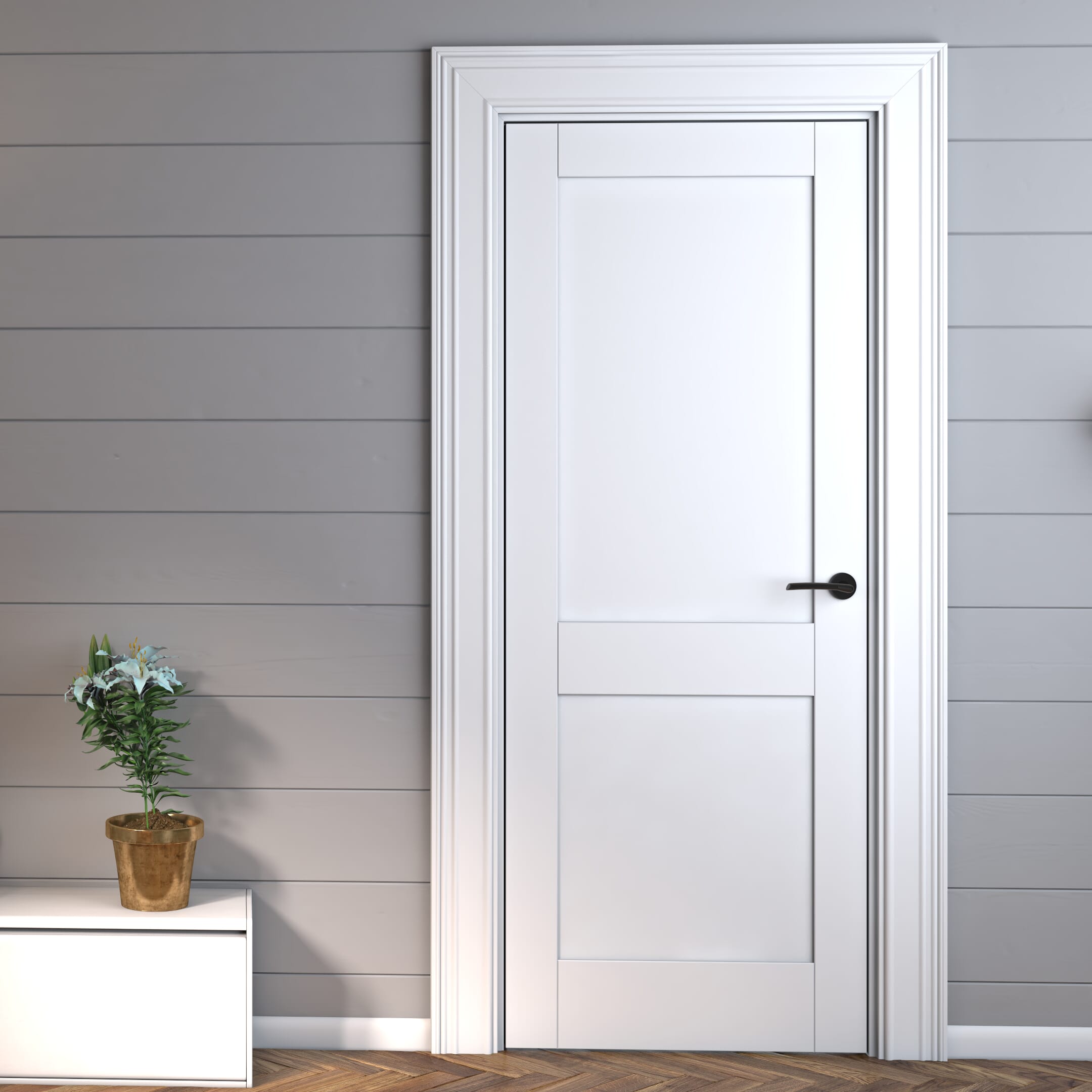 1981 x 762 x 44mm (30") Modern White Shaker 2 Panel FD30 Fire Door