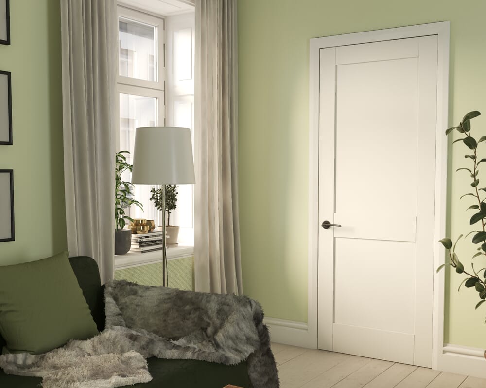 1981 x 762 x 44mm FD30 (30") Modern White Shaker 2 Panel Prefinished Internal Fire Doors