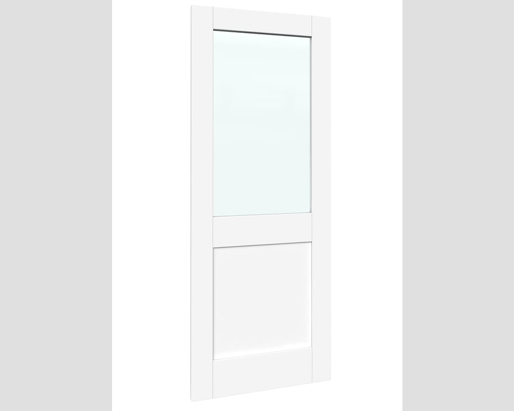 1981 x 686 x 35mm (27") Modern White Shaker 2 Panel Clear Glazed Prefinished Internal Doors