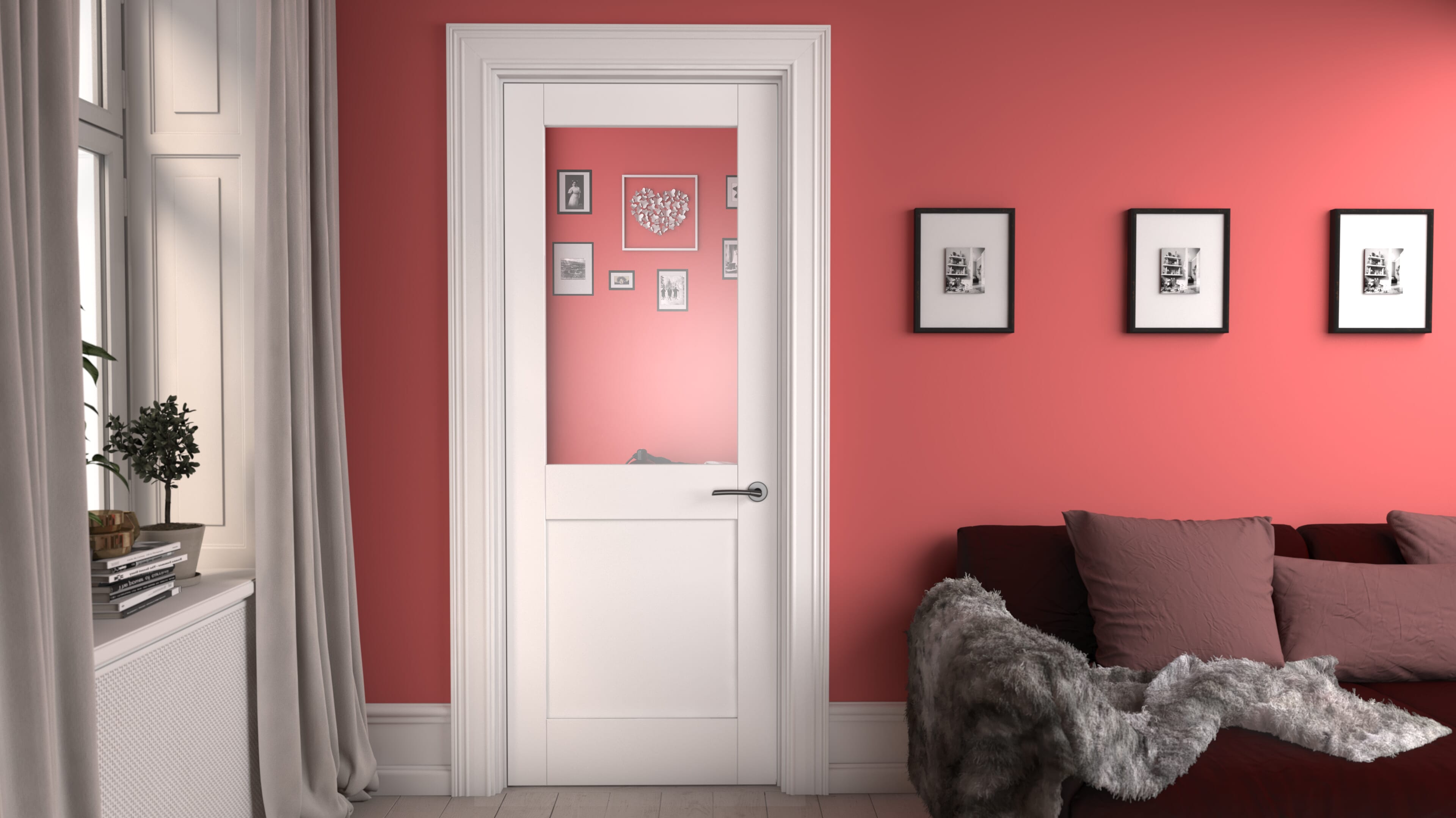 1981 x 686 x 35mm (27") Modern White Shaker 2 Panel Clear Glazed Prefinished Internal Doors