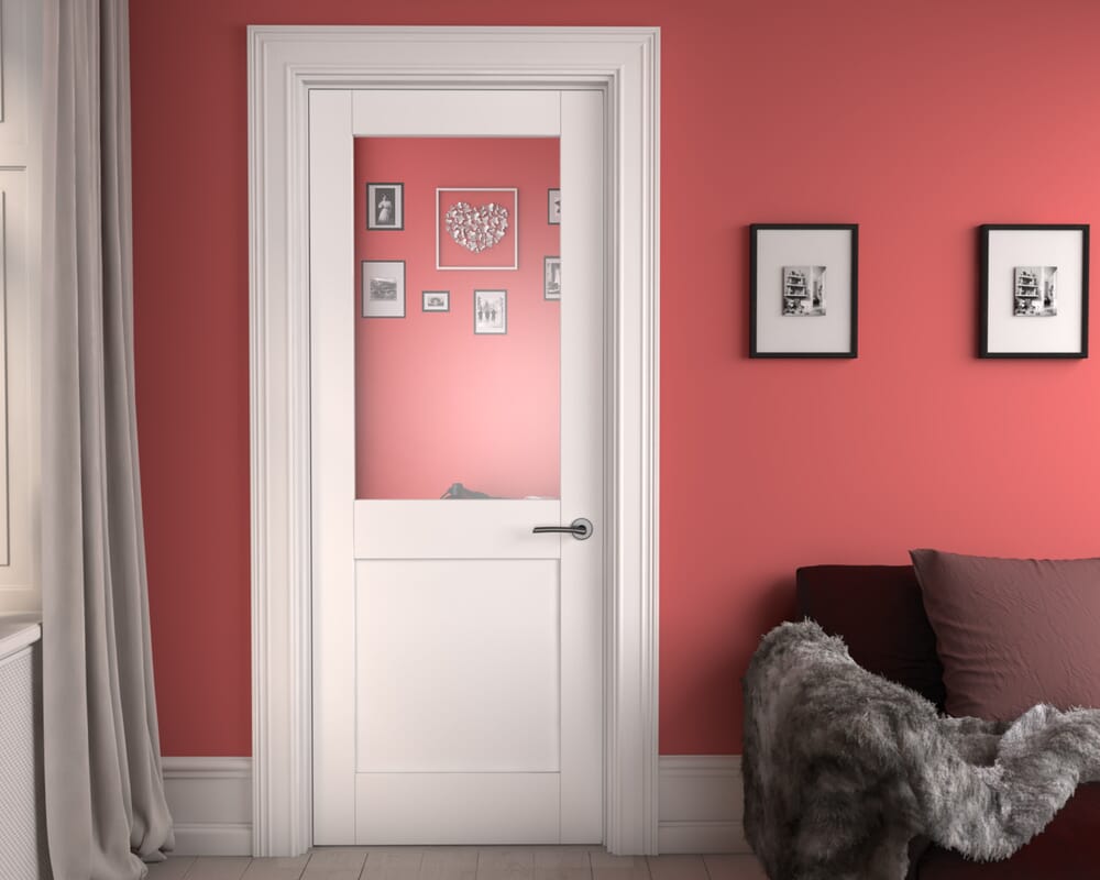 1981 x 686 x 35mm (27") Modern White Shaker 2 Panel Clear Glazed Prefinished Internal Doors