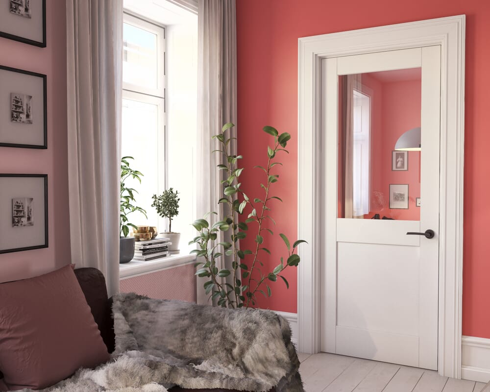 1981 x 686 x 35mm (27") Modern White Shaker 2 Panel Clear Glazed Prefinished Internal Doors