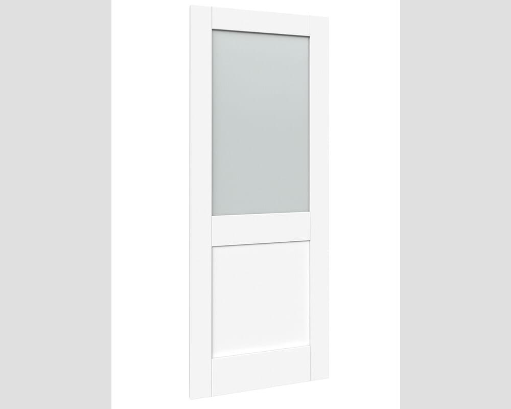 1981 x 686 x 35mm (27") Modern White Shaker 2 Panel Frosted Glazed Prefinished Internal Doors