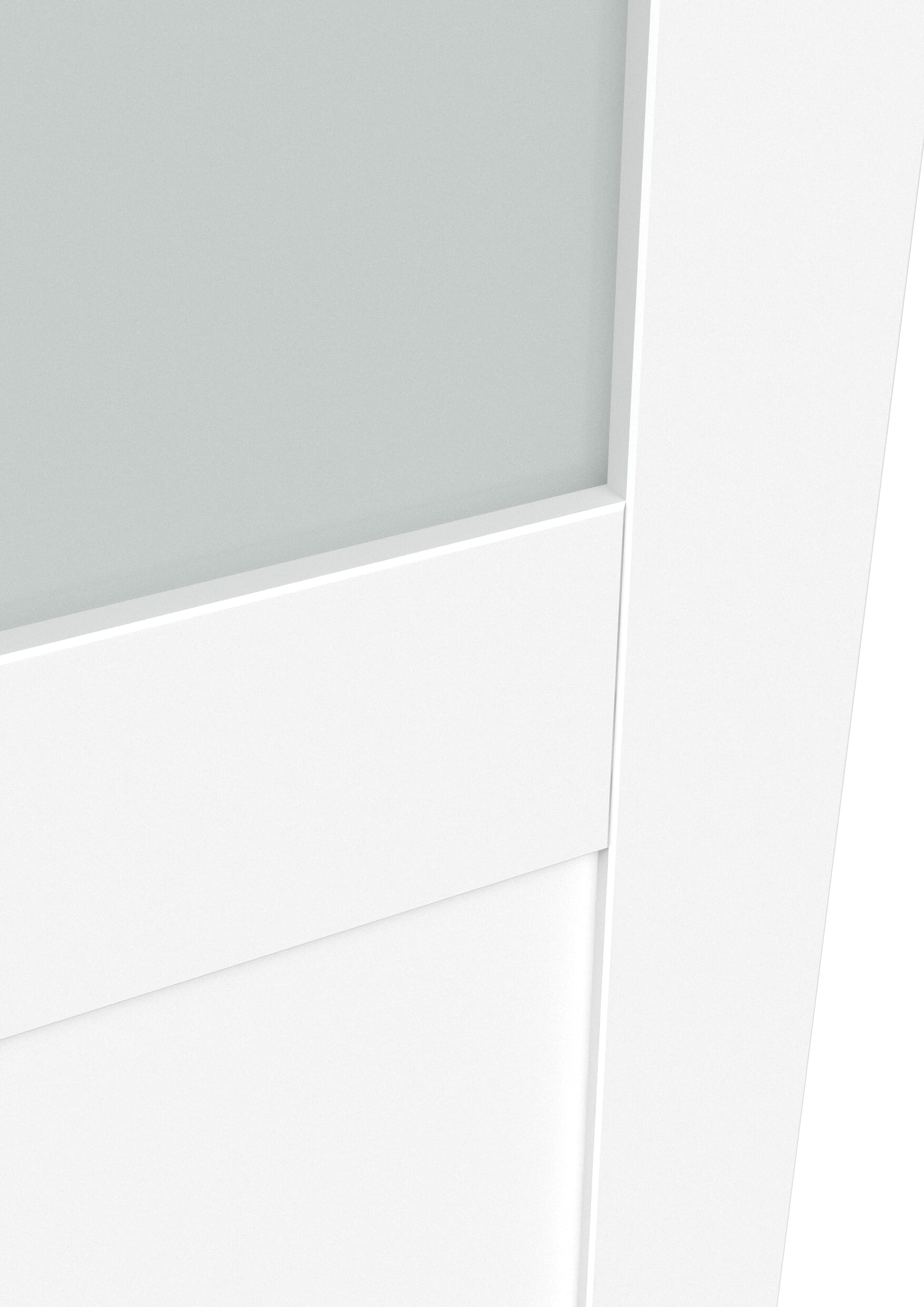 1981 x 686 x 35mm (27") Modern White Shaker 2 Panel Frosted Glazed Prefinished Internal Doors