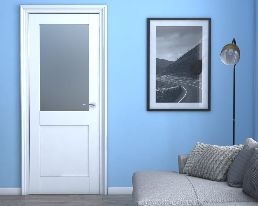 1981 x 686 x 35mm (27") Modern White Shaker 2 Panel Frosted Glazed Prefinished Internal Doors