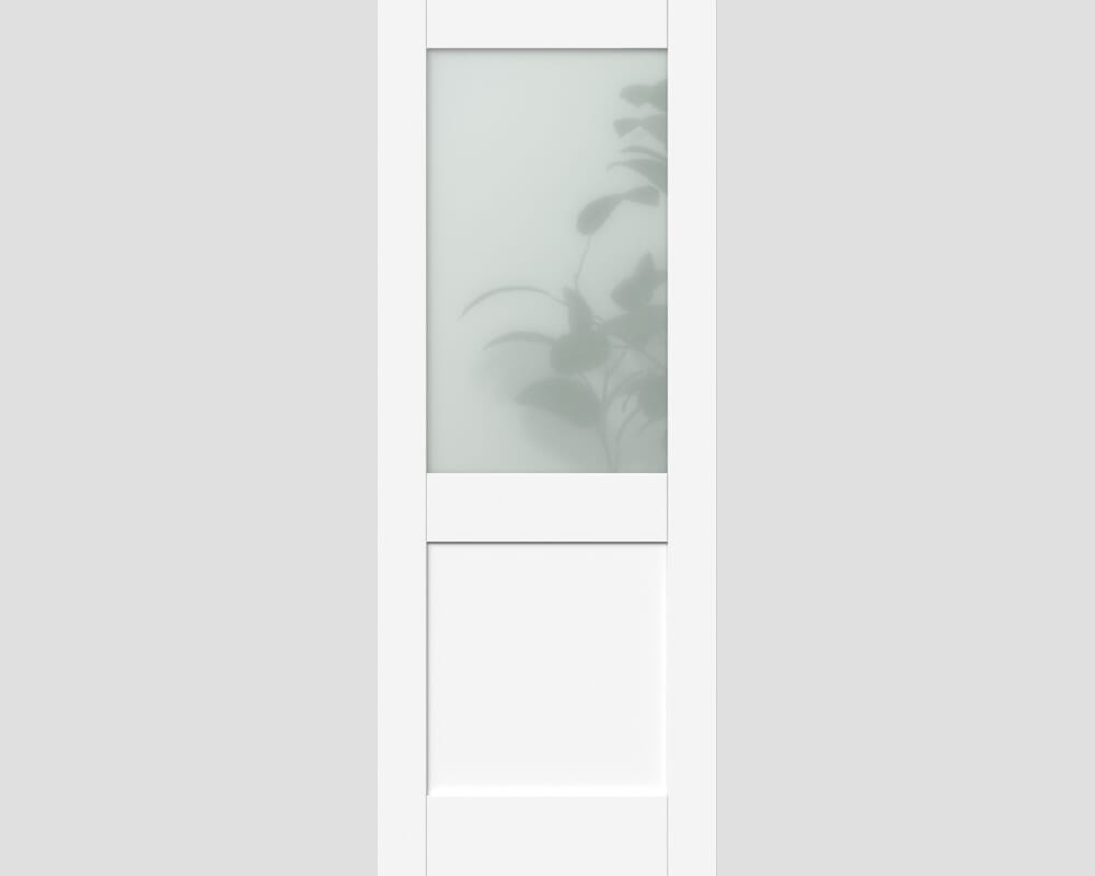 1981 x 686 x 35mm (27") Modern White Shaker 2 Panel Frosted Glazed Prefinished Internal Doors