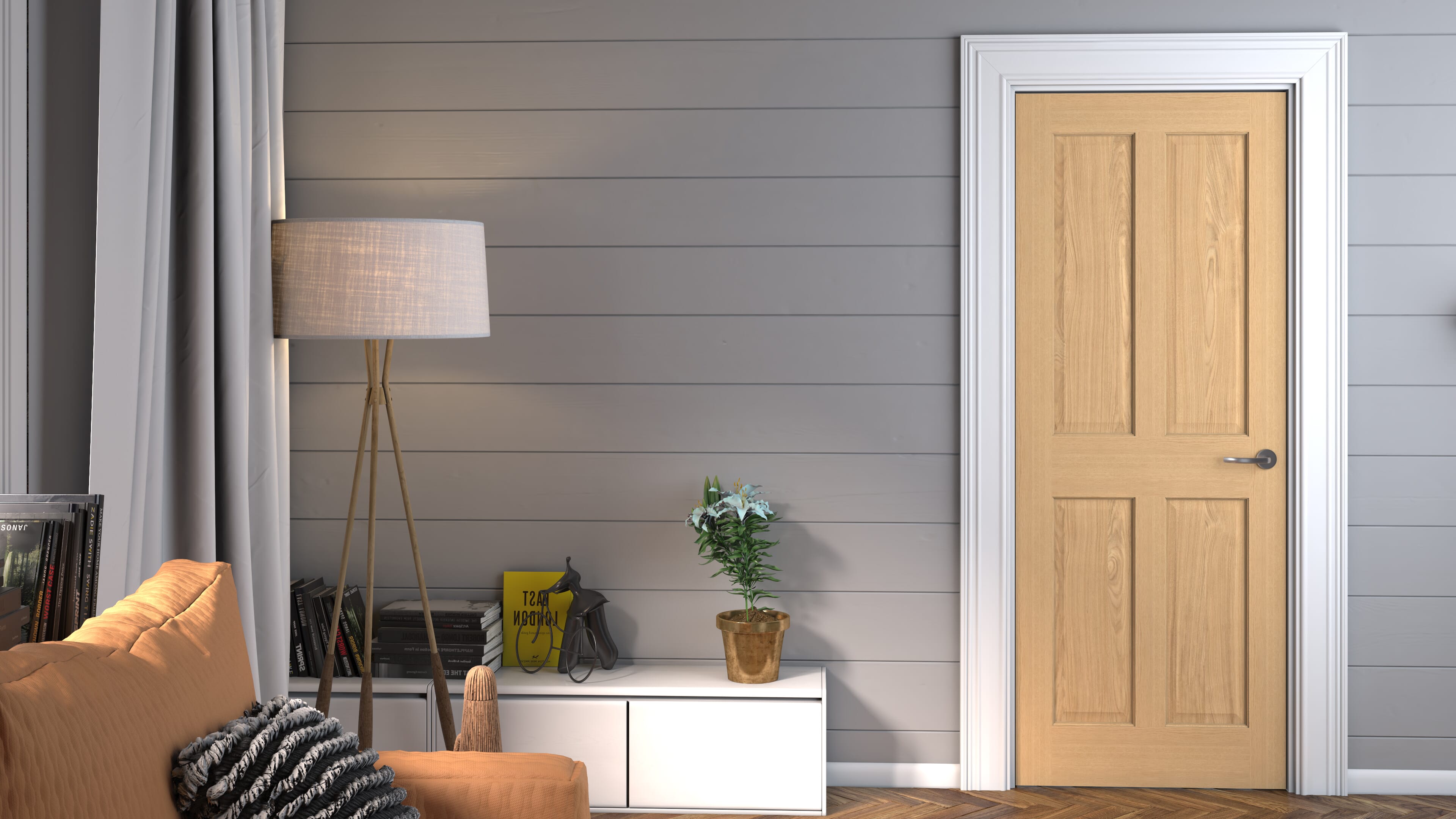 1981 x 711 x 35mm (28") Traditional Victorian Oak 4 Panel Internal Door