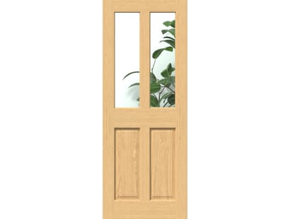 Traditional Victorian Oak 4 Panel Clear Glazed Internal Doors Image