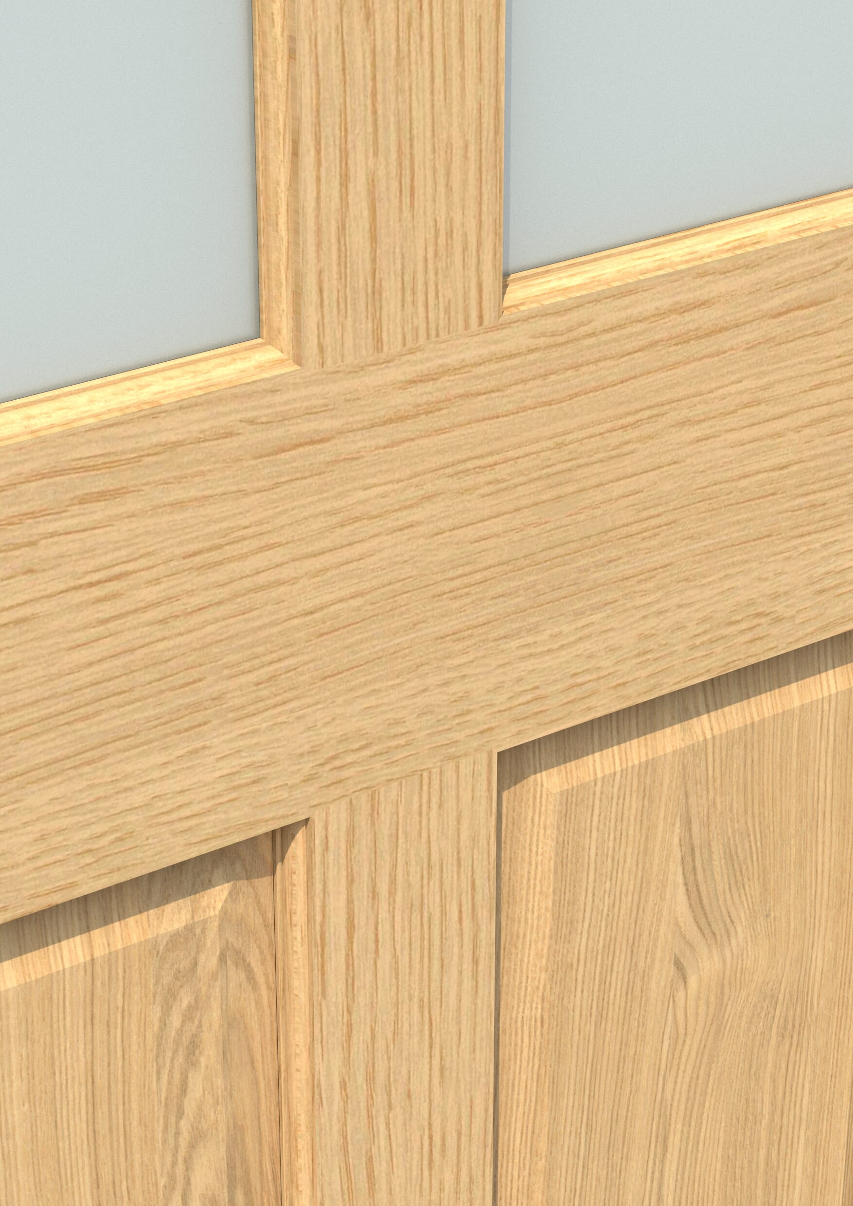 2032 x 813 x 35mm (32") Traditional Victorian Oak 4 Panel Frosted Glazed Internal Doors