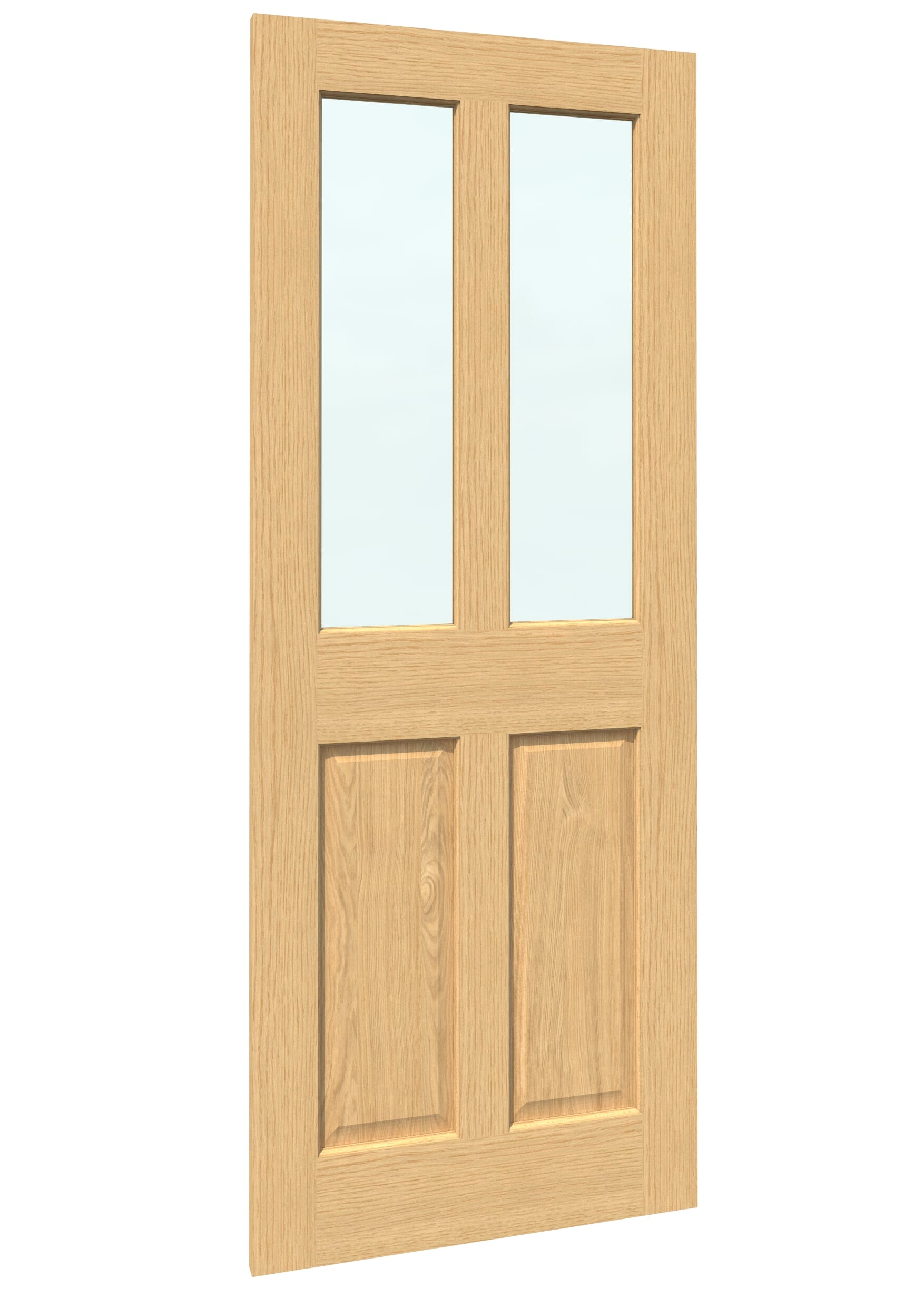 1981 x 762 x 35mm (30") Traditional Victorian Oak 4 Panel Clear Glazed - Prefinished Internal Doors