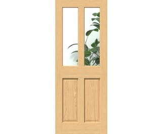 Traditional Victorian Oak 4 Panel Clear Glazed - Prefinished Internal Doors