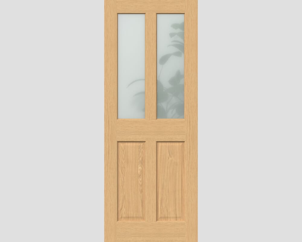 1981 x 686 x 35mm (27") Traditional Victorian Oak 4 Panel Frosted Glazed - Prefinished Internal Doors