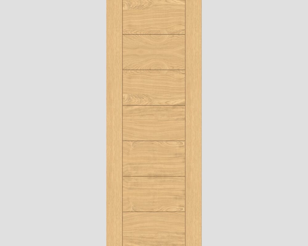 1981 x 610 x 44mm FD30 (24") Modern 7 Panel Oak Internal Fire Doors