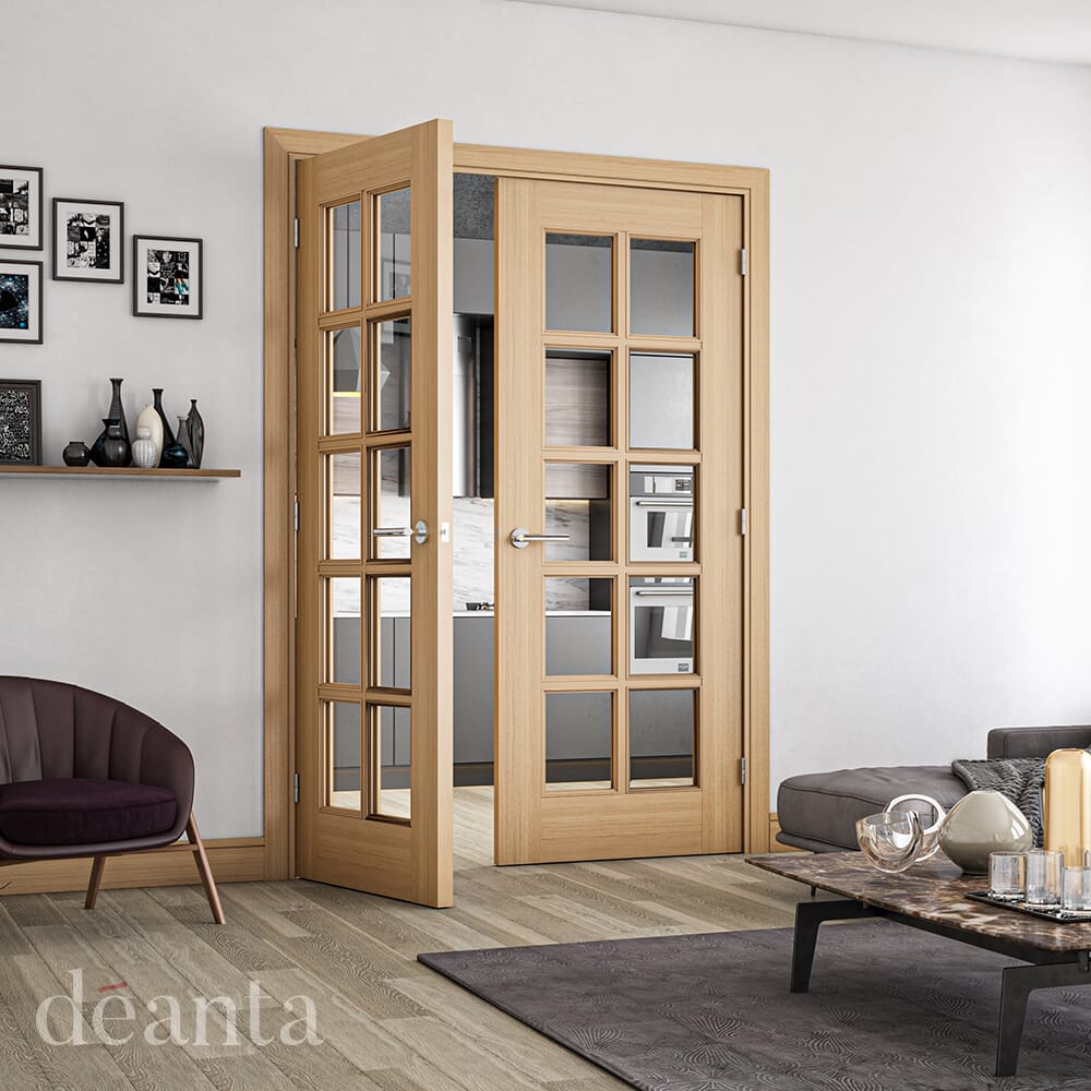 838x1981x35mm (33") Bristol 10 Light Glazed Oak Door