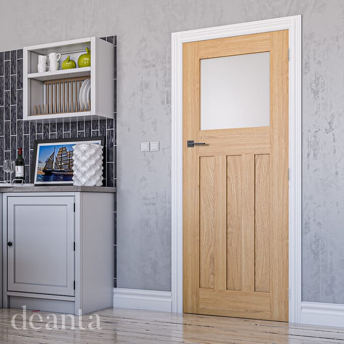 1981 x 762 x 35mm (30") Cambridge Glazed Oak - Frosted Glass  Internal Door