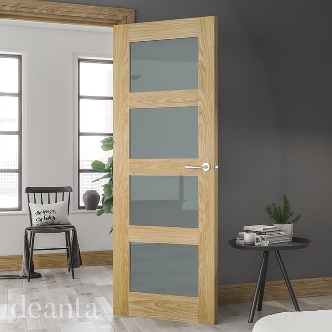 1981 x 838 x 35mm (33") Coventry Glazed Oak Shaker - Frosted Glass  Internal Door