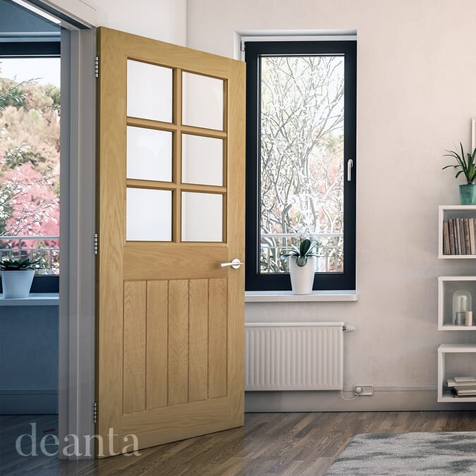 1981 x 686 x 35mm (27") Ely Glazed Oak  Internal Door