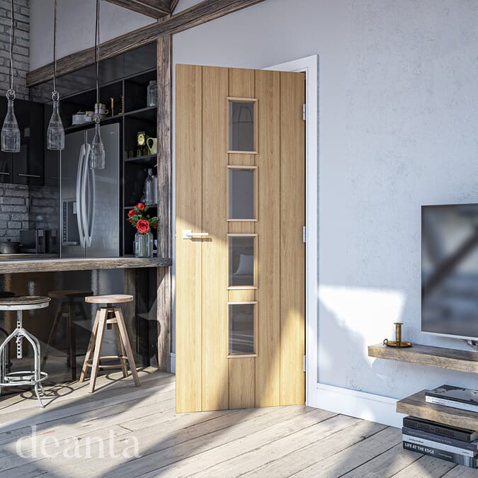 1981 x 838 x 35mm (33") Galway Oak Clear Glazed  Internal Door