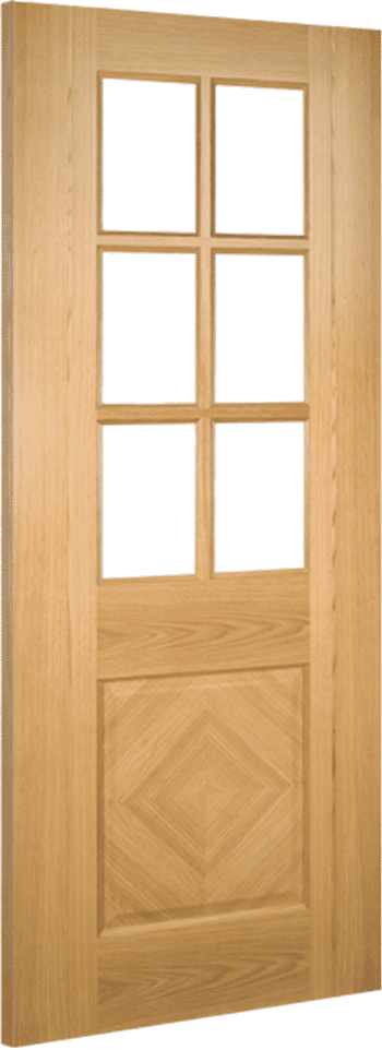 686x1981x35mm (27") Kensington Glazed Oak Prefinished Door