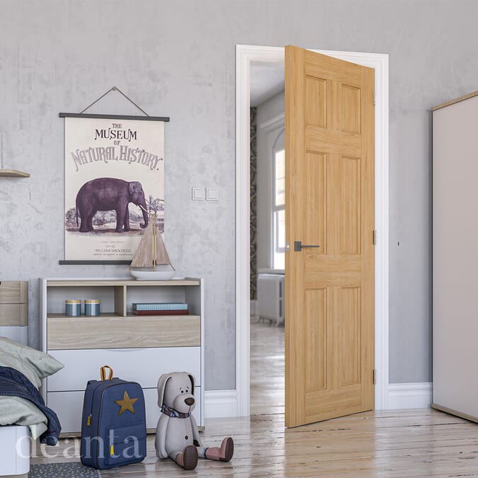 2040 x 826 x 40mm Oxford 6 Panel Oak - Prefinished  Internal Door