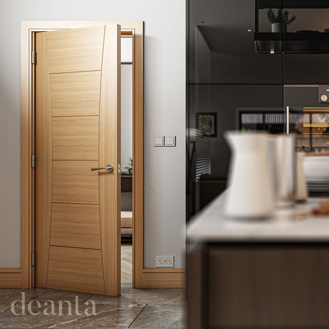 1981 x 838 x 44mm (33") Pamplona Oak - Prefinished  FD30 Fire Door