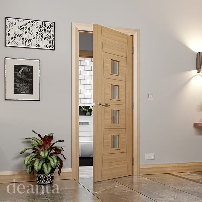 1981 x 610 x 35mm (24") Pamplona Oak Glazed - Prefinished  Internal Door