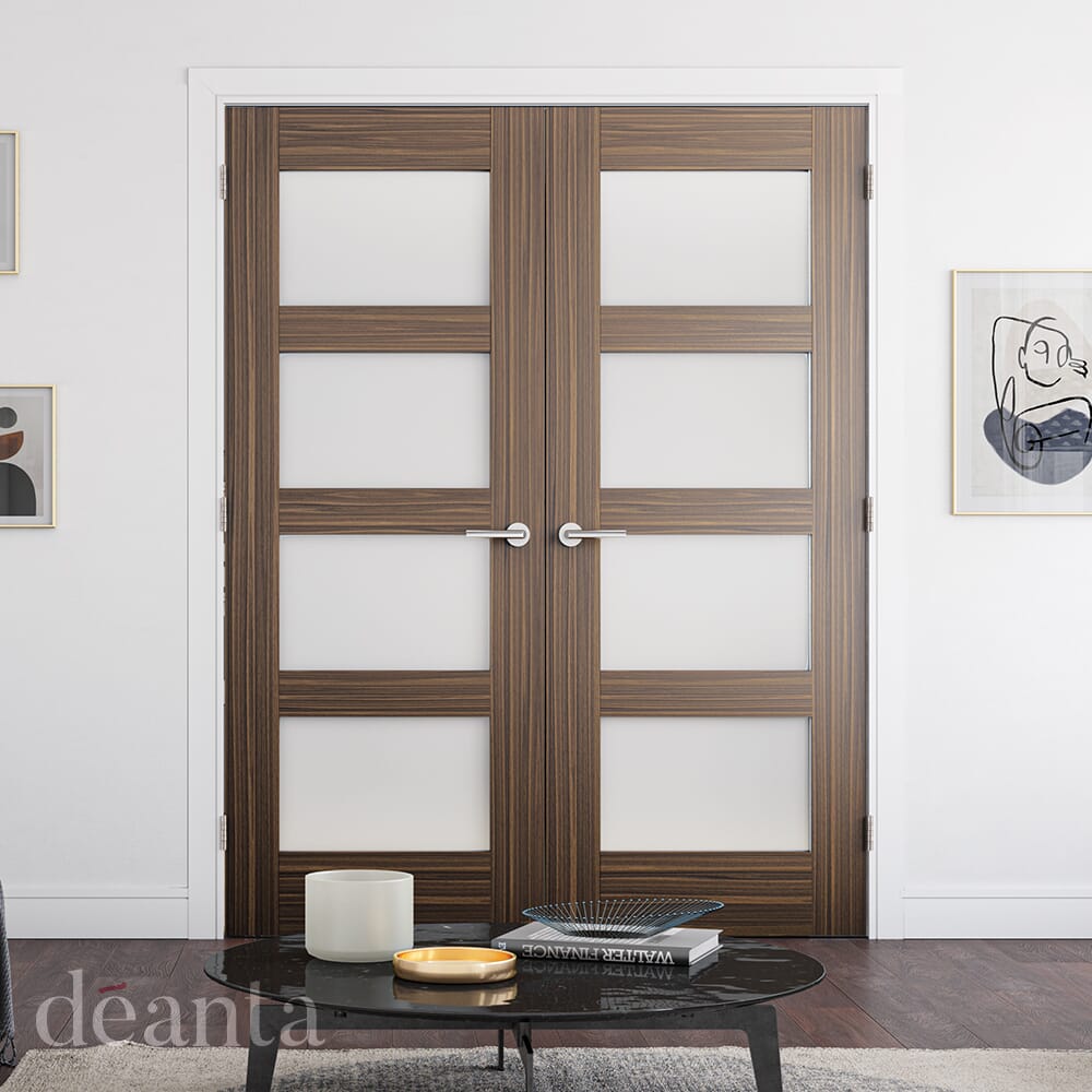 610x1981x35mm (24") Coventry Walnut Glazed - FROSTED Prefinished Door