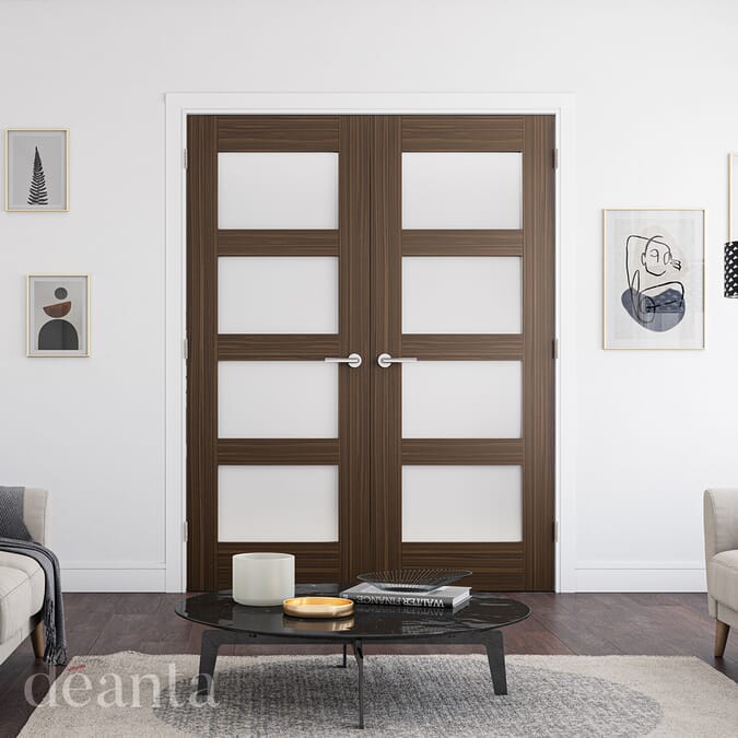 Coventry Walnut Glazed - Frosted Prefinished Internal Doors