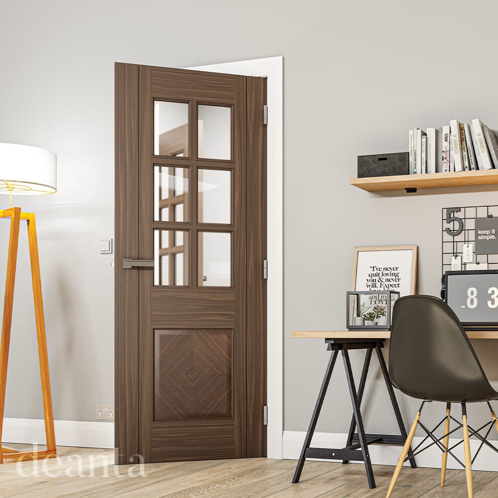 610x1981x35mm (24") Kensington Walnut Glazed Door