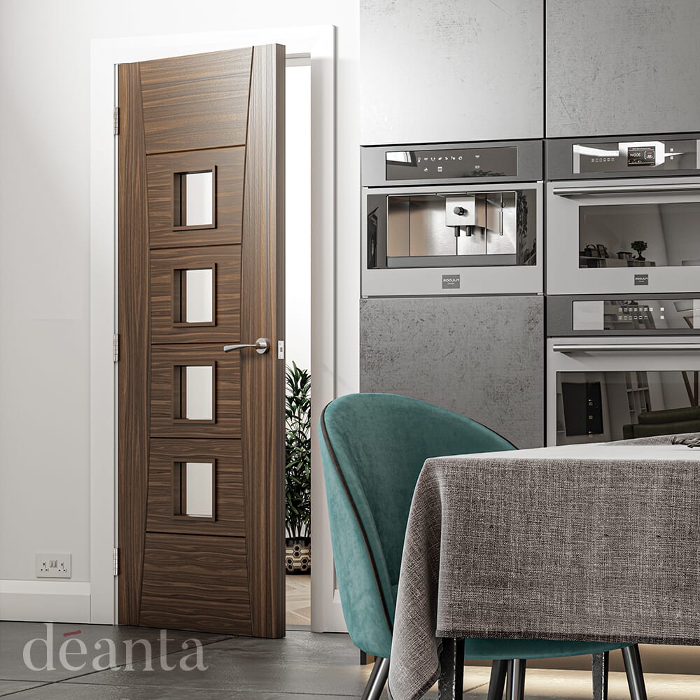 1981 x 762 x 35mm (30") Pamplona Walnut Glazed Internal Door