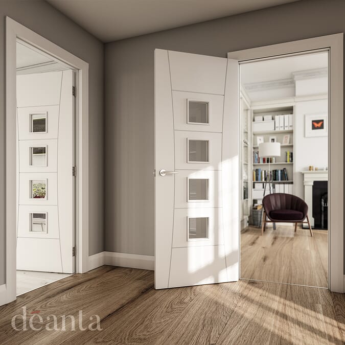 1981 x 686 x 44mm (27") Pamplona Glazed White  FD30 Fire Door