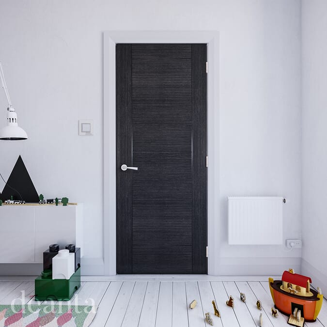 1981 x 610 x 44mm (24") Montreal Dark Grey Ash - Prefinished  FD30 Fire Door