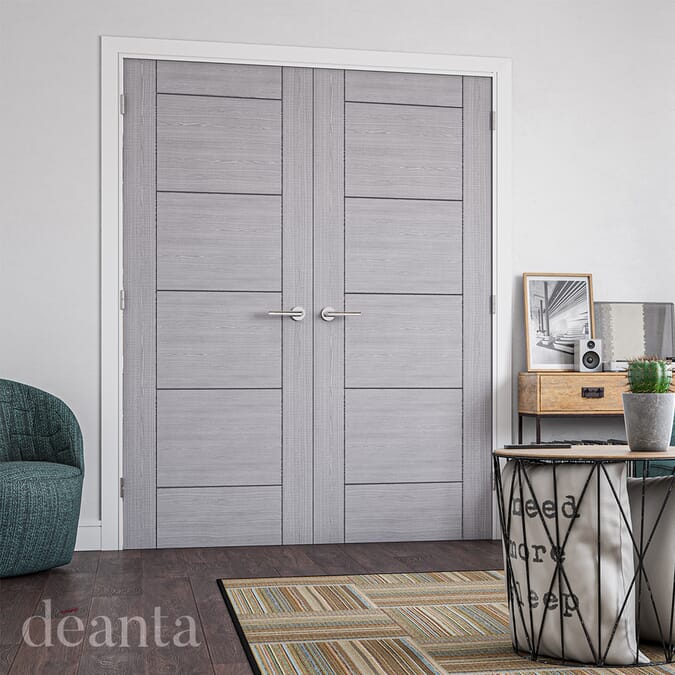 2040 x 626 x 40mm Montreal Light Grey Ash - Prefinished  Internal Door