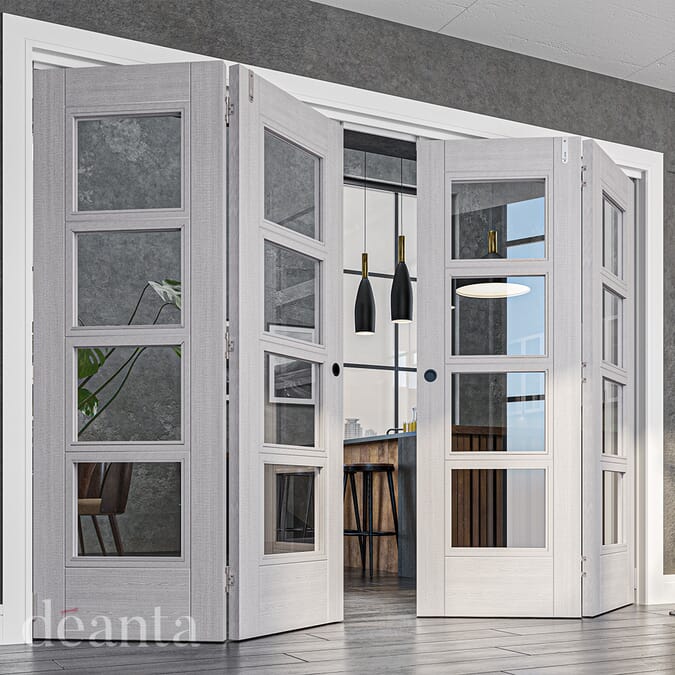 2040 x 826 x 40mm Montreal Light Grey Ash Glazed - Prefinished  Internal Door