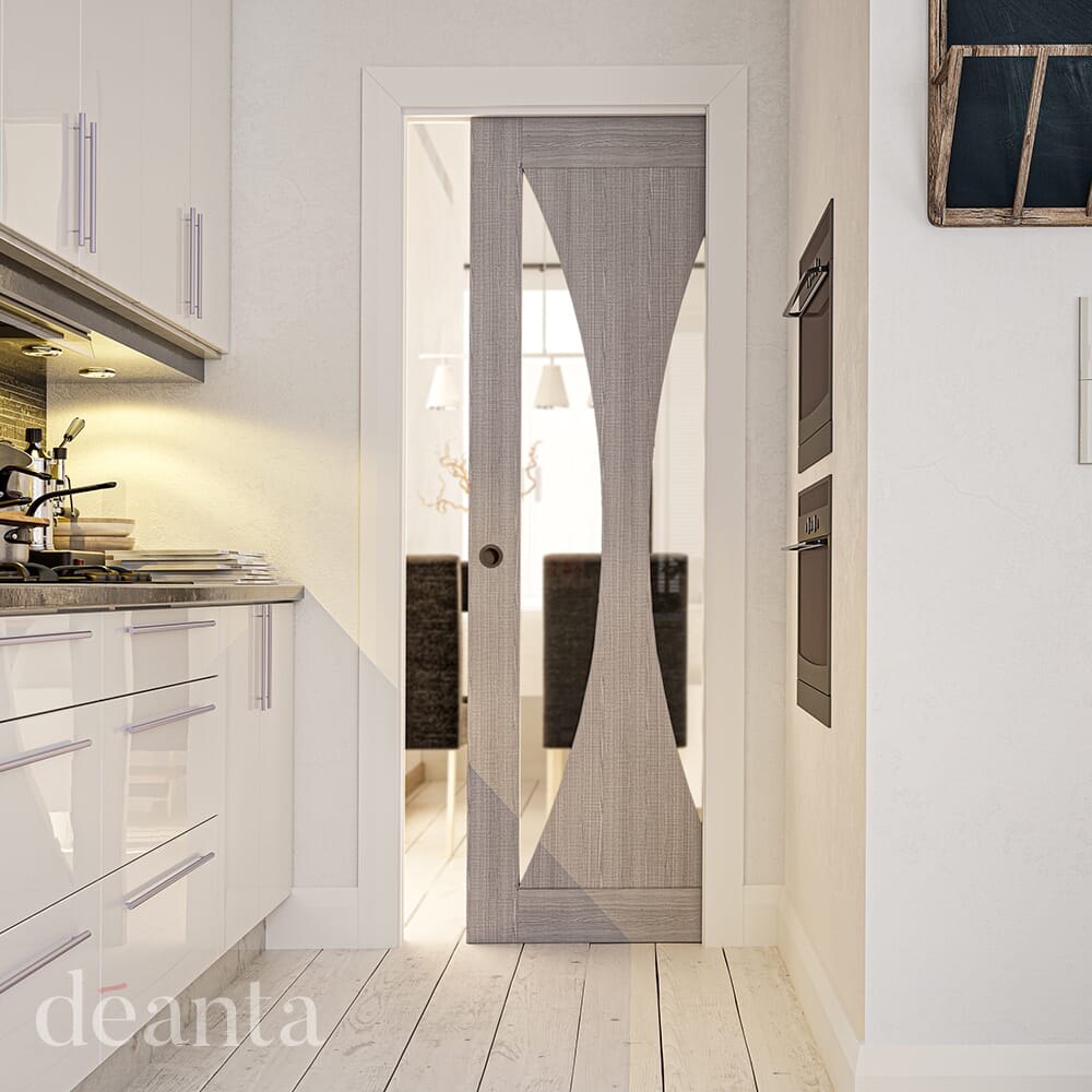 1981mm x 610mm x 35mm (24") Sorrento Light Grey Ash Glazed - Prefinished Door
