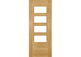 2040mm x 726mm x 40mm  Seville Oak 4L Square Glazed - Prefinished Internal Door