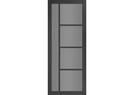 2040mm x 826mm x 40mm  Brixton Black Prefinished - Smoked Glass Internal Door