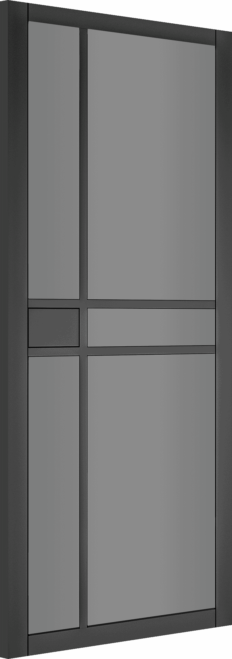 2040mm x 826mm x 40mm Dalston Black Prefinished - Smoked Glass Internal Door