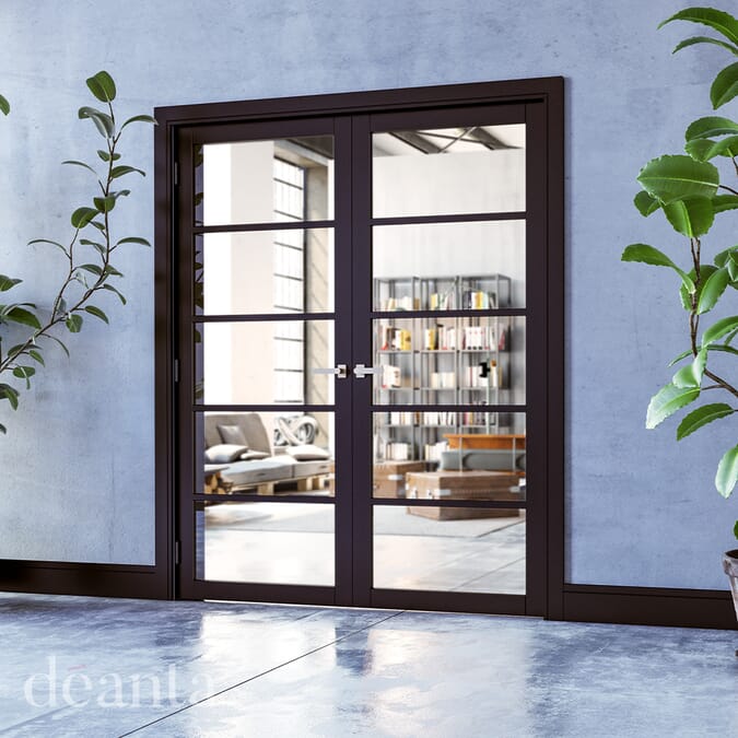 2040 x 726 x 40mm Shoreditch Black Prefinished - Clear Glass  Internal Door