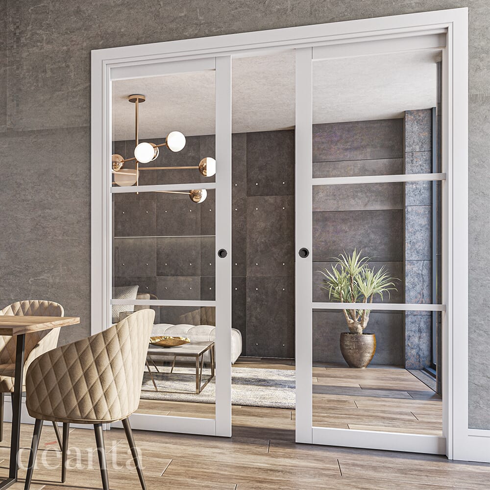 2040 x 826 x 40mm Camden White - Clear Glass Internal Door ...