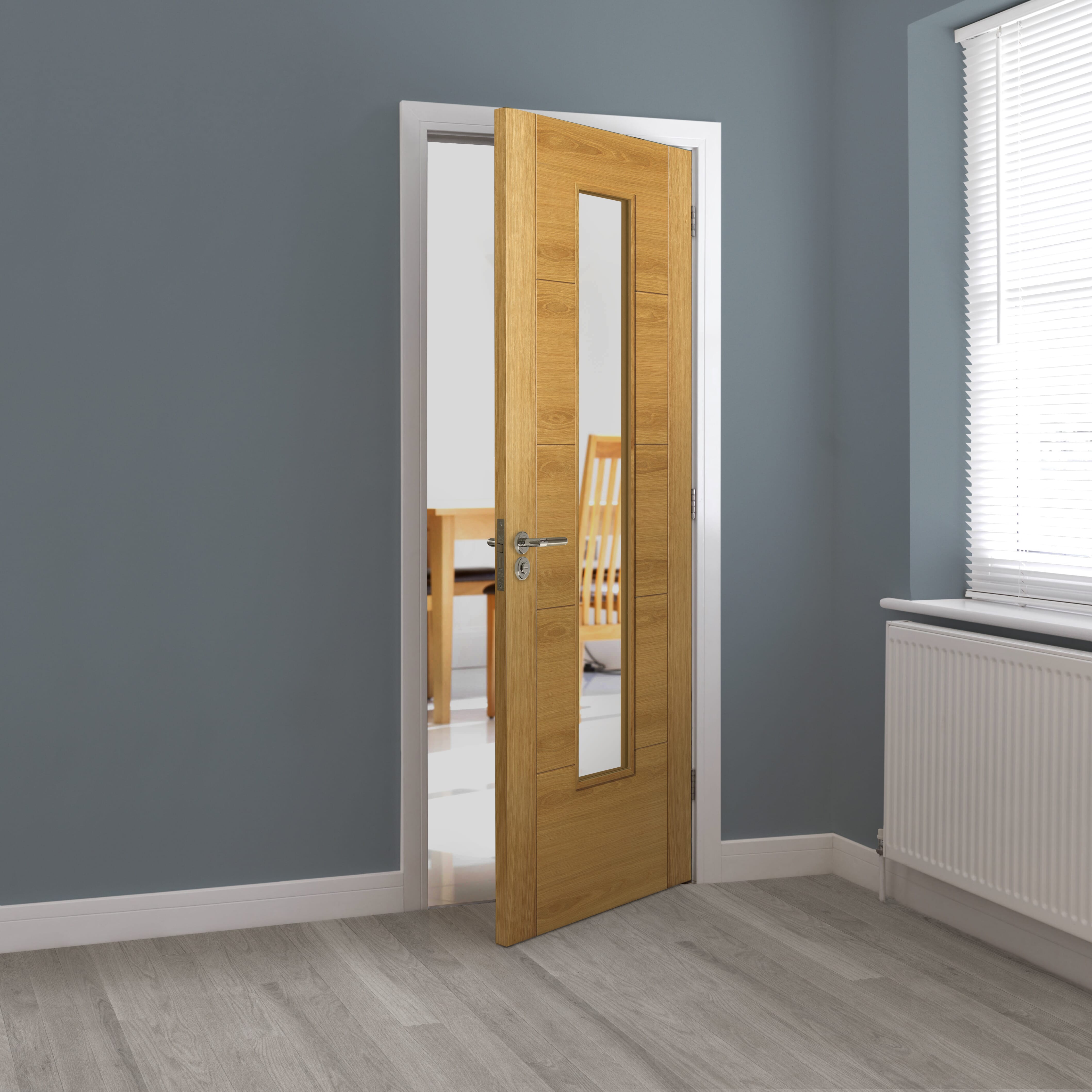 1981mm x 762mm x 35mm (30") Tigris Oak Slim Glazed - Prefinished Internal Doors