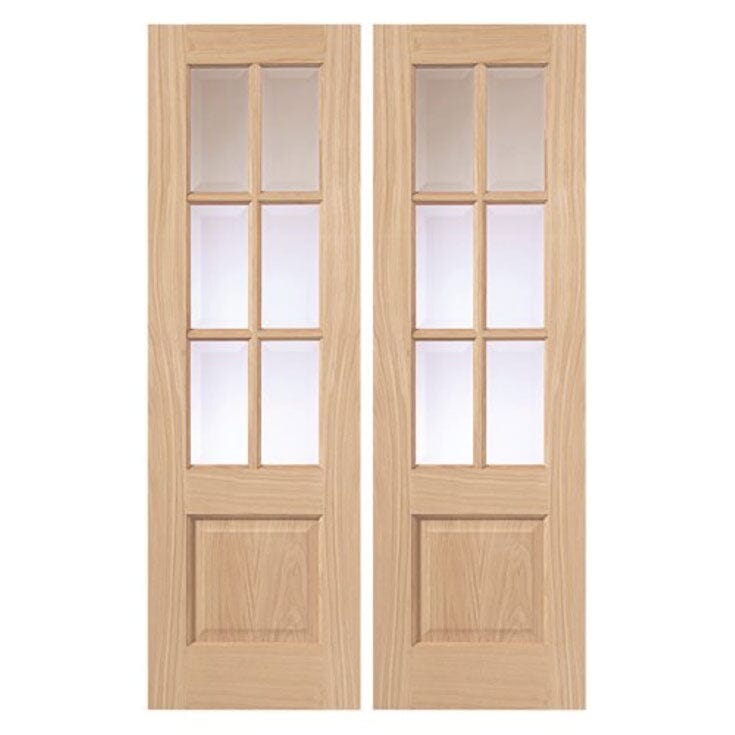 Oak Dove Rebated Pair Glazed Internal Doors